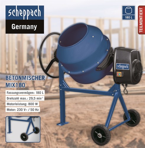 Scheppach betonmischer mix 180 - betonmischer,